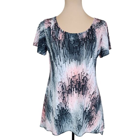 Only Nine Abstract Short Sleeve Blouse - Picture 1 of 3